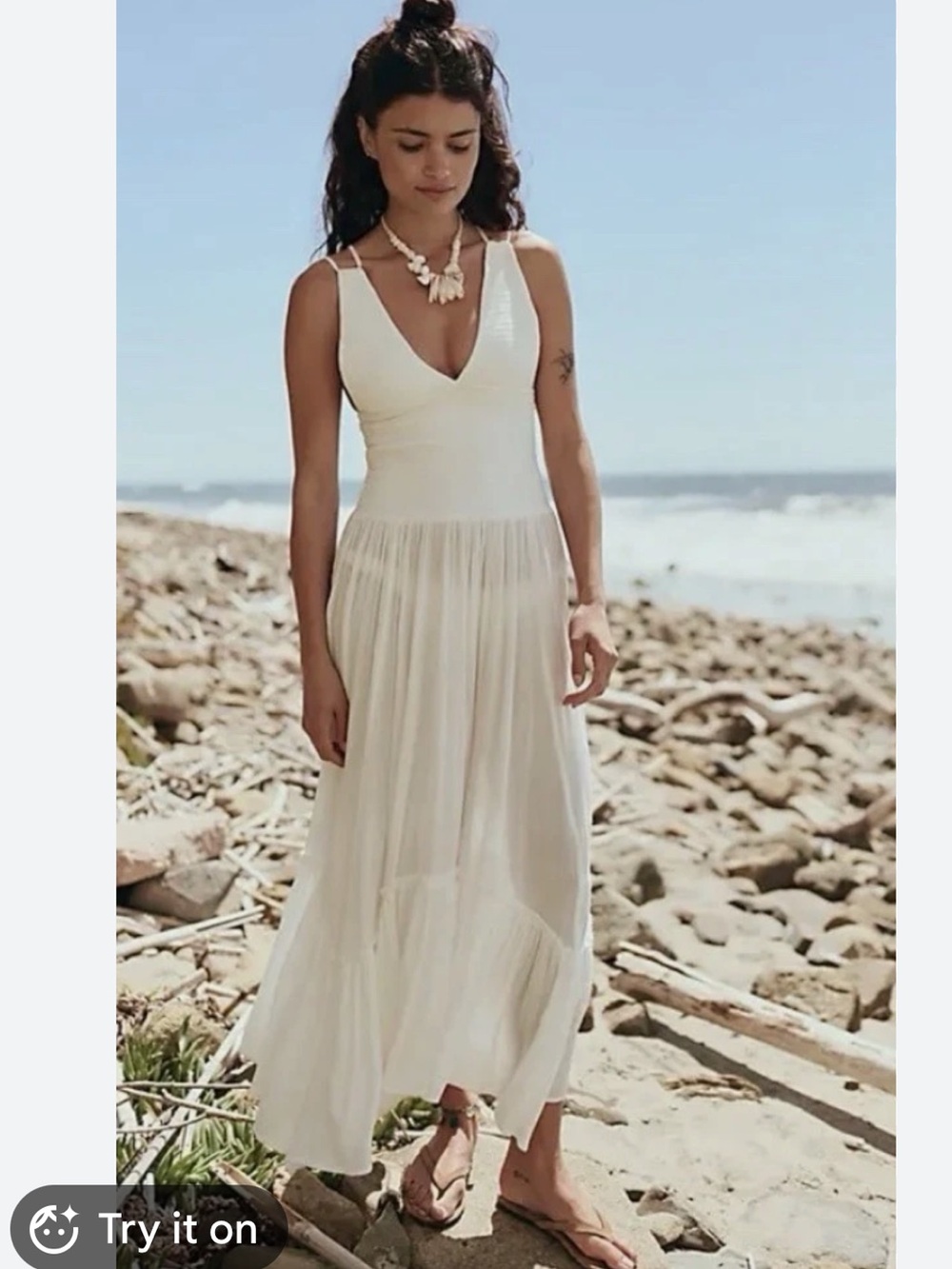 FREE- People 🔥🌞  Pintuck Paradise midi smocked waist cotton dress